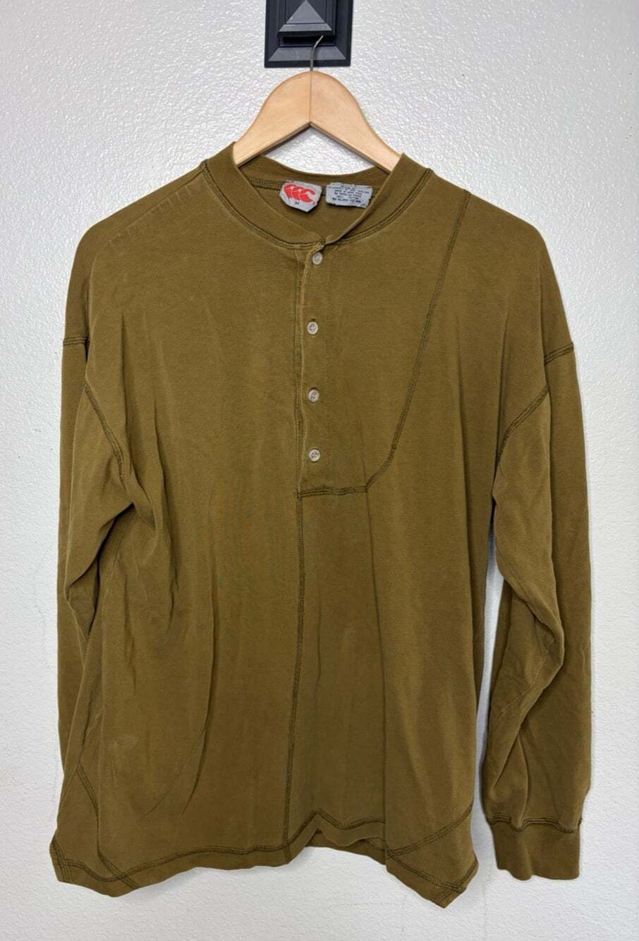 CANTERBURY OF NEW ZEALAND Rugby Polo Shirt Mens Medium Red Long Sleeved VINTAGE